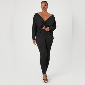 Lounge black top and fitted pants set